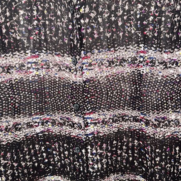 CAbi Paris Black Sheer Print Button Down Blouse Top #3249 Women’s Small - Picture 2 of 5